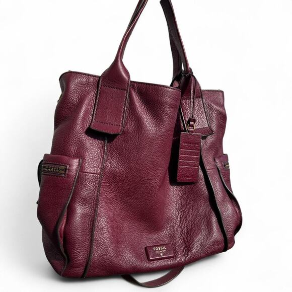 Fossil burgundy emerson satchel leather bag - Picture 1 of 7